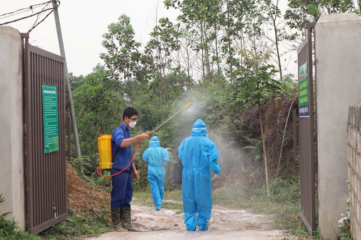 Phun khử khuẩn phòng dịch tại trang trại nuôi lợn ở tỉnh Thái Nguyên. Ảnh: Ngọc Tú. Phun khử khuẩn phòng dịch tại trang trại nuôi lợn ở tỉnh Thái Nguyên. Ảnh: Ngọc Tú.