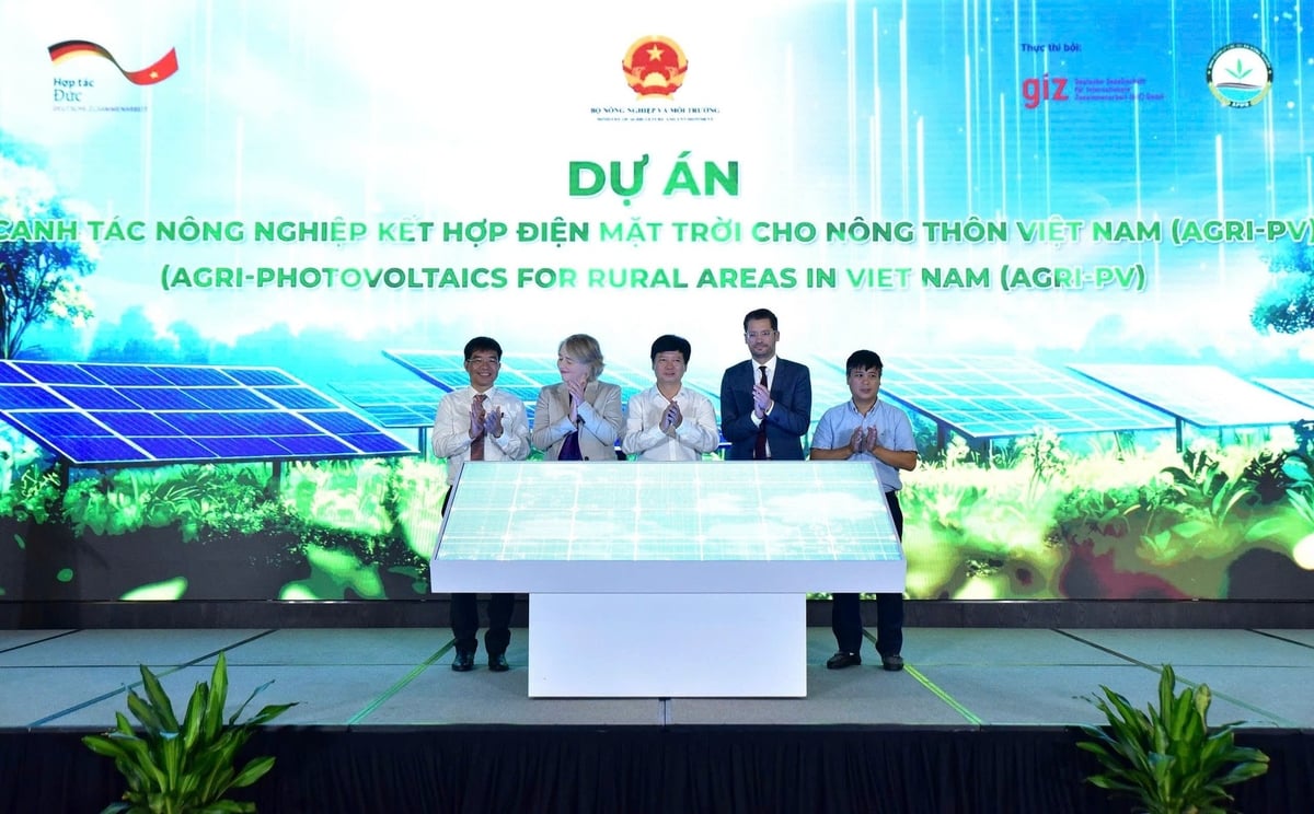 Chính thức khởi động dự án Canh tác Nông nghiệp kết hợp Điện mặt trời cho nông thôn Việt Nam (Agri-PV) giai đoạn 2025-2027. Ảnh: Kiều Chi. Chính thức khởi động dự án Canh tác Nông nghiệp kết hợp Điện mặt trời cho nông thôn Việt Nam (Agri-PV) giai đoạn 2025-2027. Ảnh: Kiều Chi.