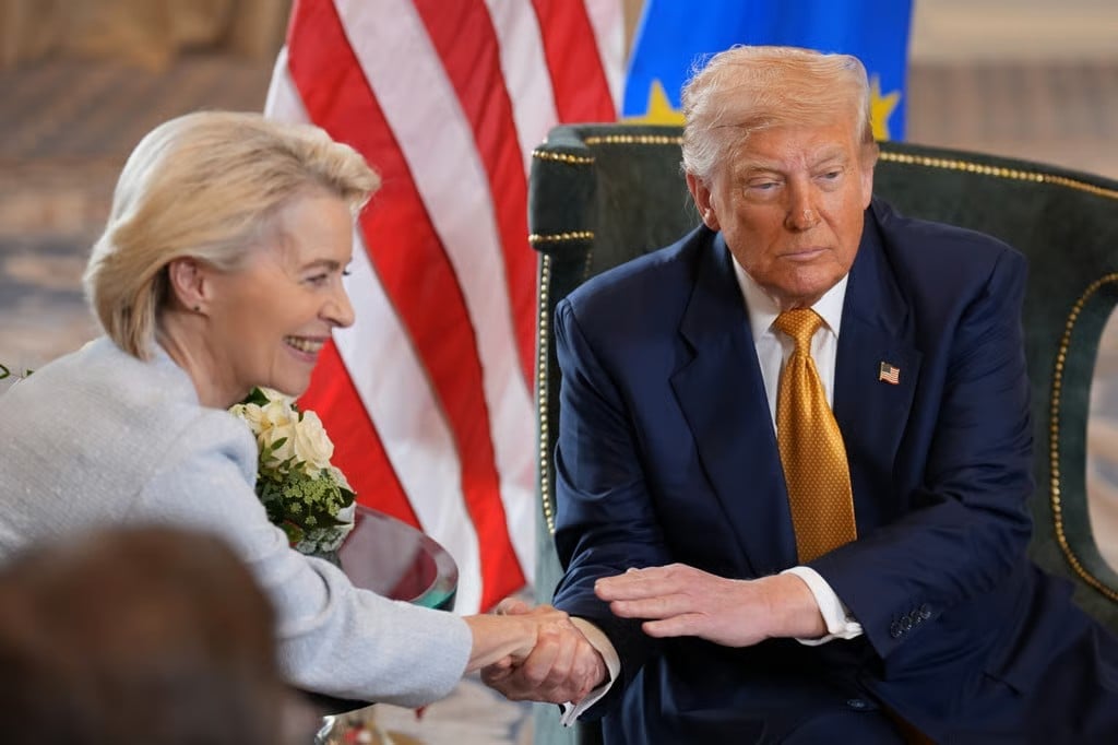 Chủ tịch Ủy ban Châu Âu Ursula von der Leyen và Tổng thống Mỹ Donald Trump. Ảnh: Getty. Chủ tịch Ủy ban Châu Âu Ursula von der Leyen và Tổng thống Mỹ Donald Trump. Ảnh: Getty.