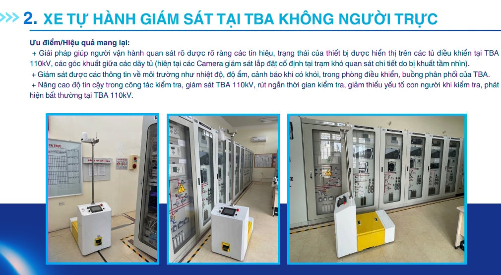 Việc đưa robot vào giám sát giúp giảm tới 30% chi phí vận hành trạm, đồng thời nâng cao độ tin cậy của dữ liệu kỹ thuật, yếu tố then chốt cho công tác bảo trì dự báo. Ảnh: EVNNPC.