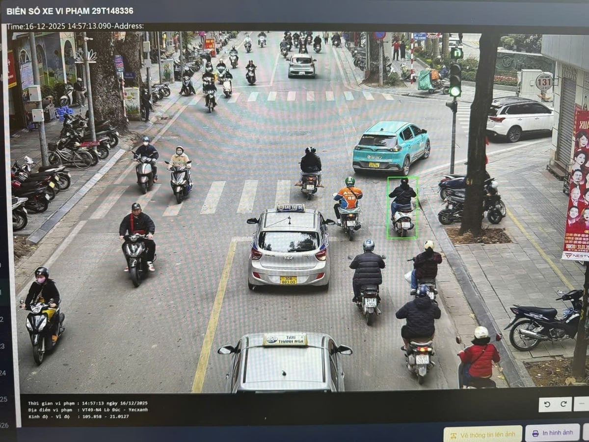 Hình ảnh vi phạm được thu thập qua camera AI. Ảnh: Công an TP. Hà Nội.