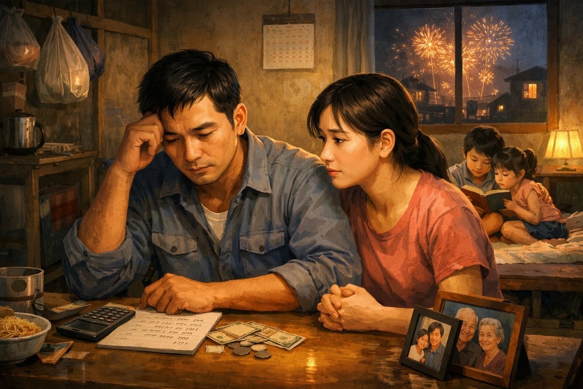 'Tiền tháng Chạp' luôn là nỗi lo của những vợ chồng chật vật mưu sinh. Ảnh: TL