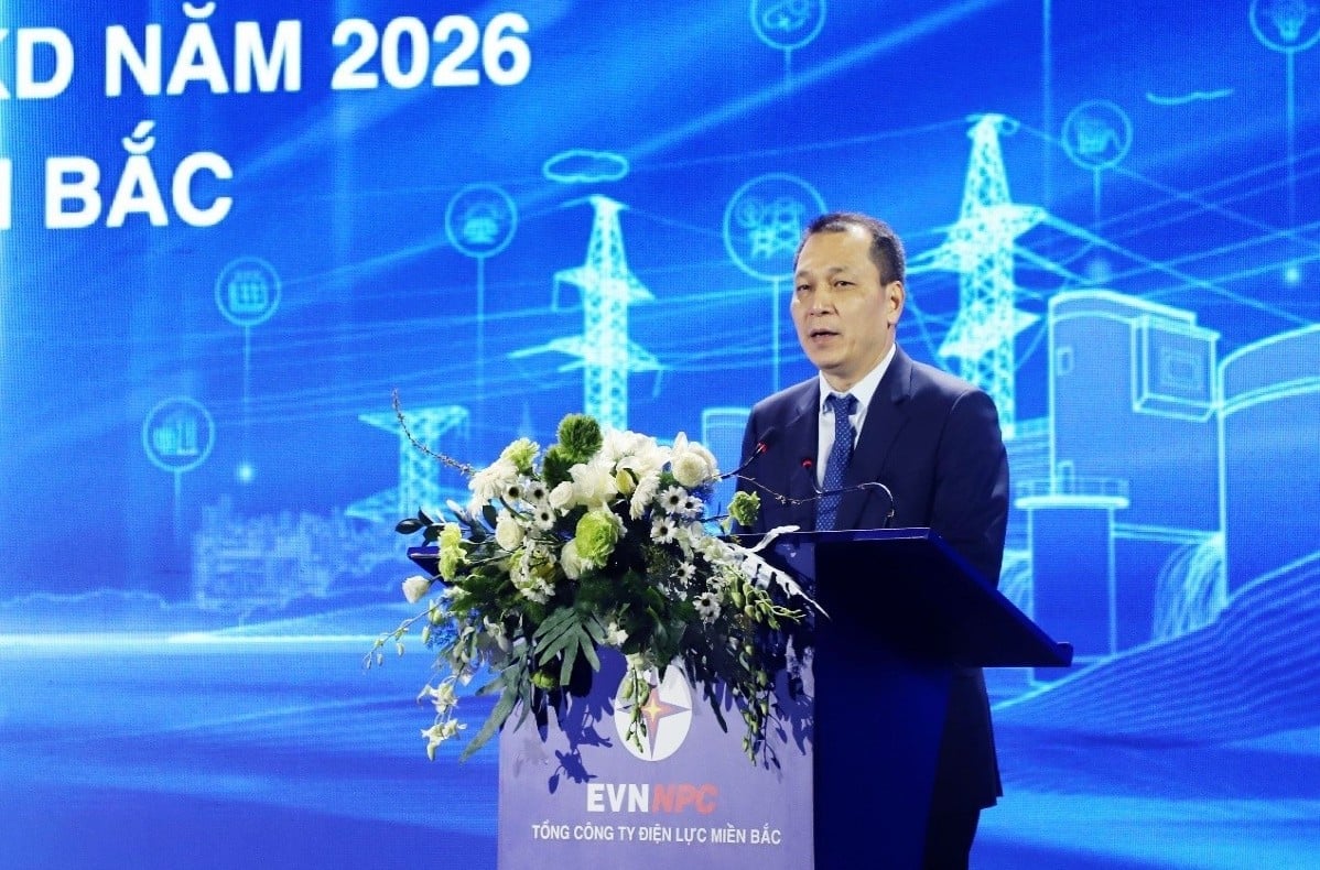 Ông Đặng Hoàng An - Bí thư Đảng ủy, Chủ tịch Hội đồng thành viên EVN phát biểu chỉ đạo tại Hội nghị. Ảnh: EVNNPC.