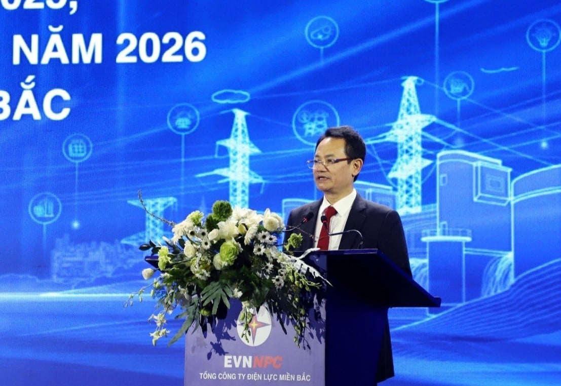 Ông Nguyễn Đức Thiện - Tổng Giám đốc EVNNPC phát biểu tại Hội nghị. Ảnh: EVNNPC.