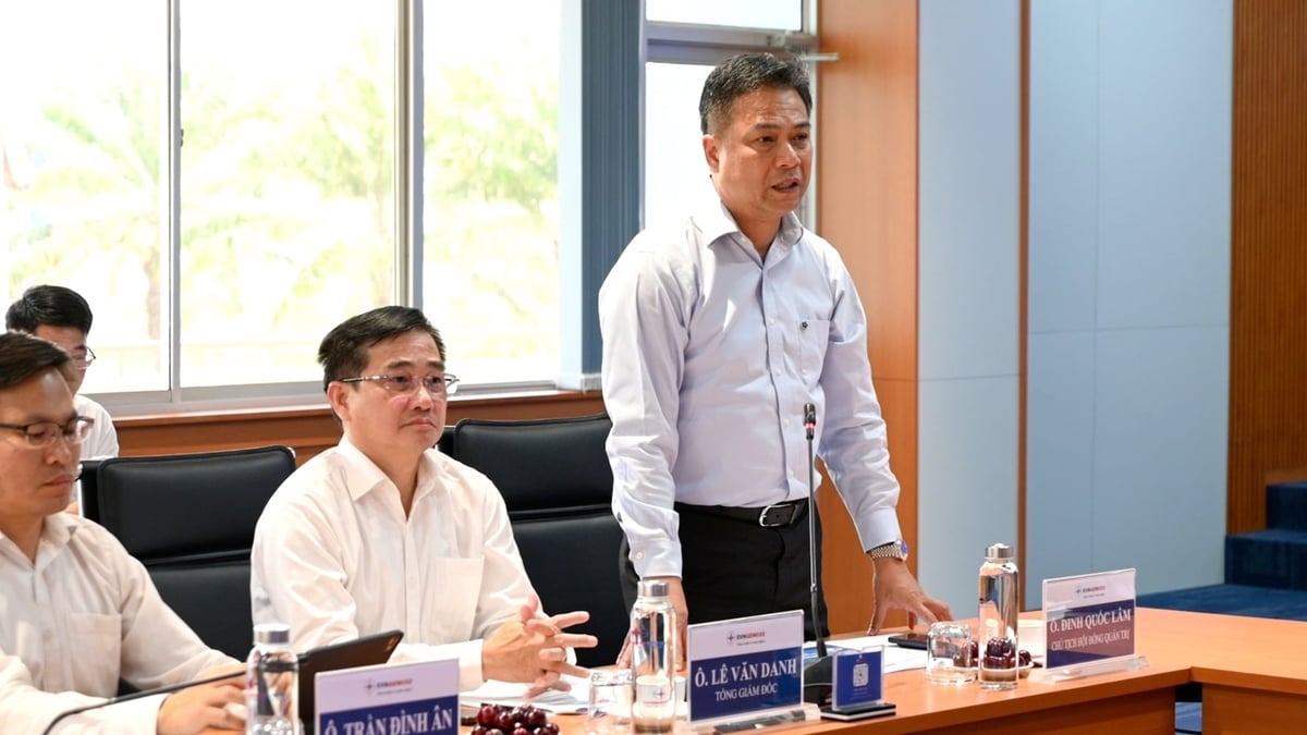 Ông Đinh Quốc Lâm - Chủ tịch HĐQT EVNGENCO3 phát biểu tại Hội nghị. Ảnh: EVNGENCO3.