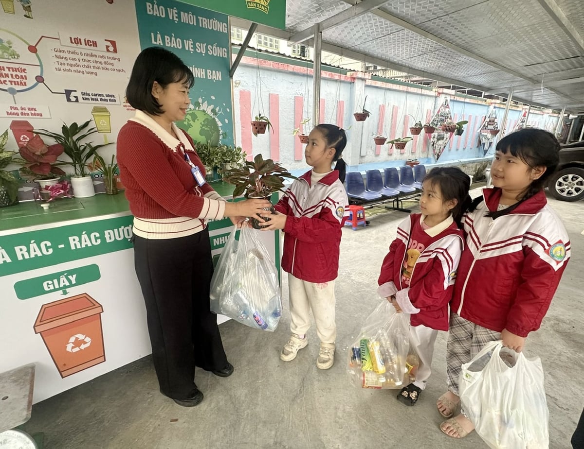 Trường học không rác thải nhựa, bước phát triển cao của giáo dục xanh ở Trường Tiểu học Bắc Lệnh (Lào Cai). Ảnh: Bích Hợp.