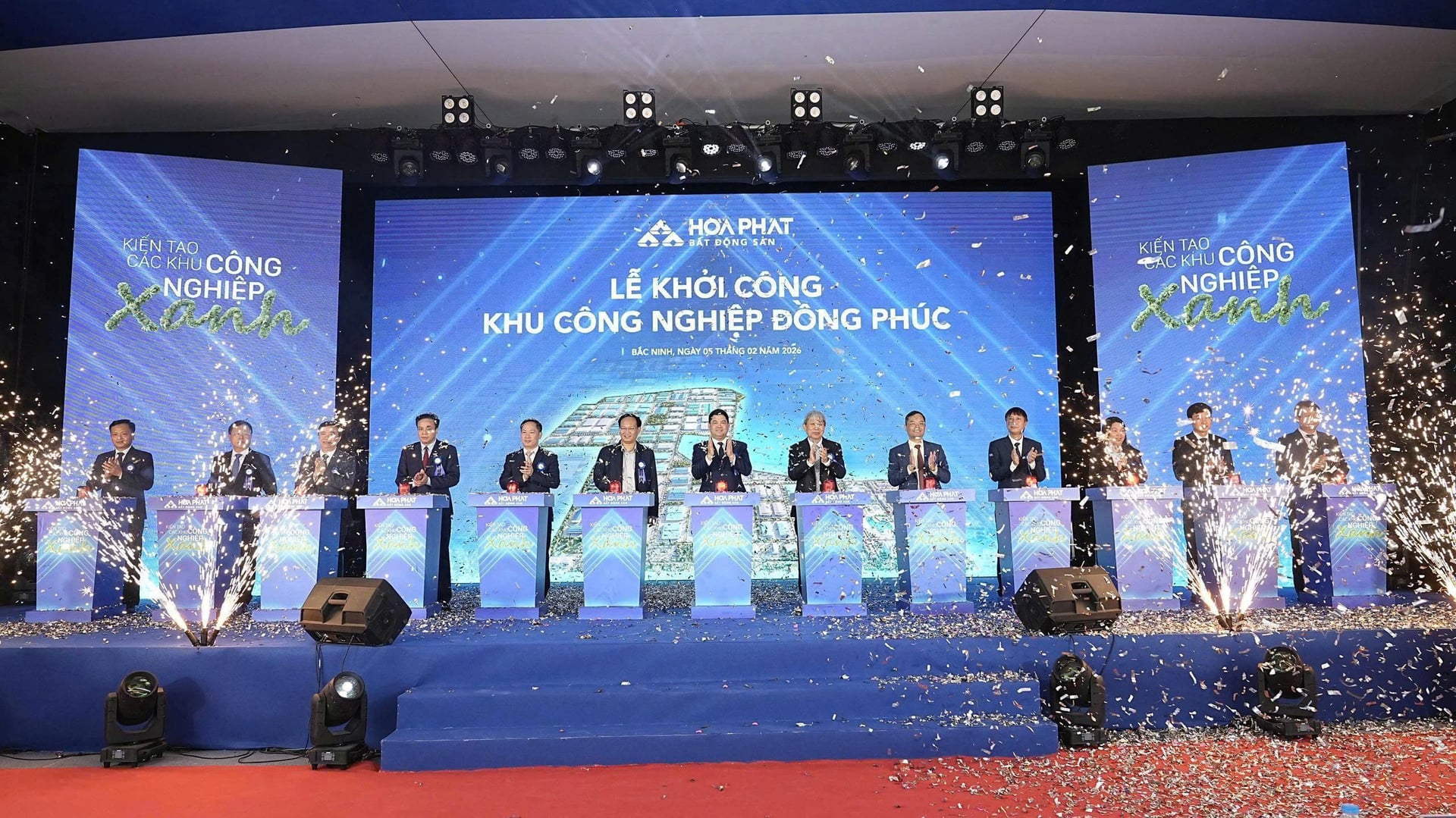 Lễ khởi công dự án đầu tư xây dựng và kinh doanh kết cấu hạ tầng Khu công nghiệp Đồng Phúc, tỉnh Bắc Ninh. Ảnh: PV.