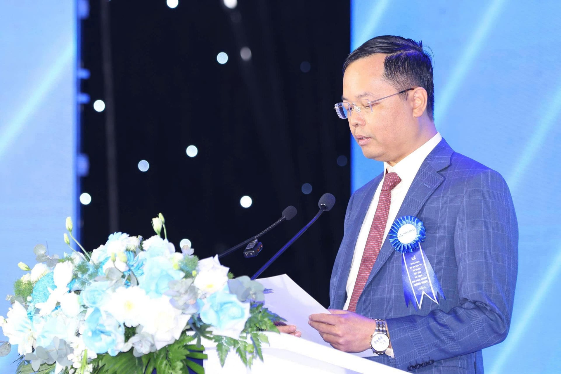 Ông Trần Kiên Cường, Giám đốc Công ty Cổ phần Xây dựng và Phát triển Đô thị Hòa Phát kiêm Chủ tịch HĐQT Công ty Cổ phần Phát triển Hạ tầng Khu công nghiệp Đồng Phúc cho biết, Tập đoàn Hòa Phát sẽ thực hiện dự án đúng tiến độ và chất lượng theo kế hoạch. Ảnh: PV.