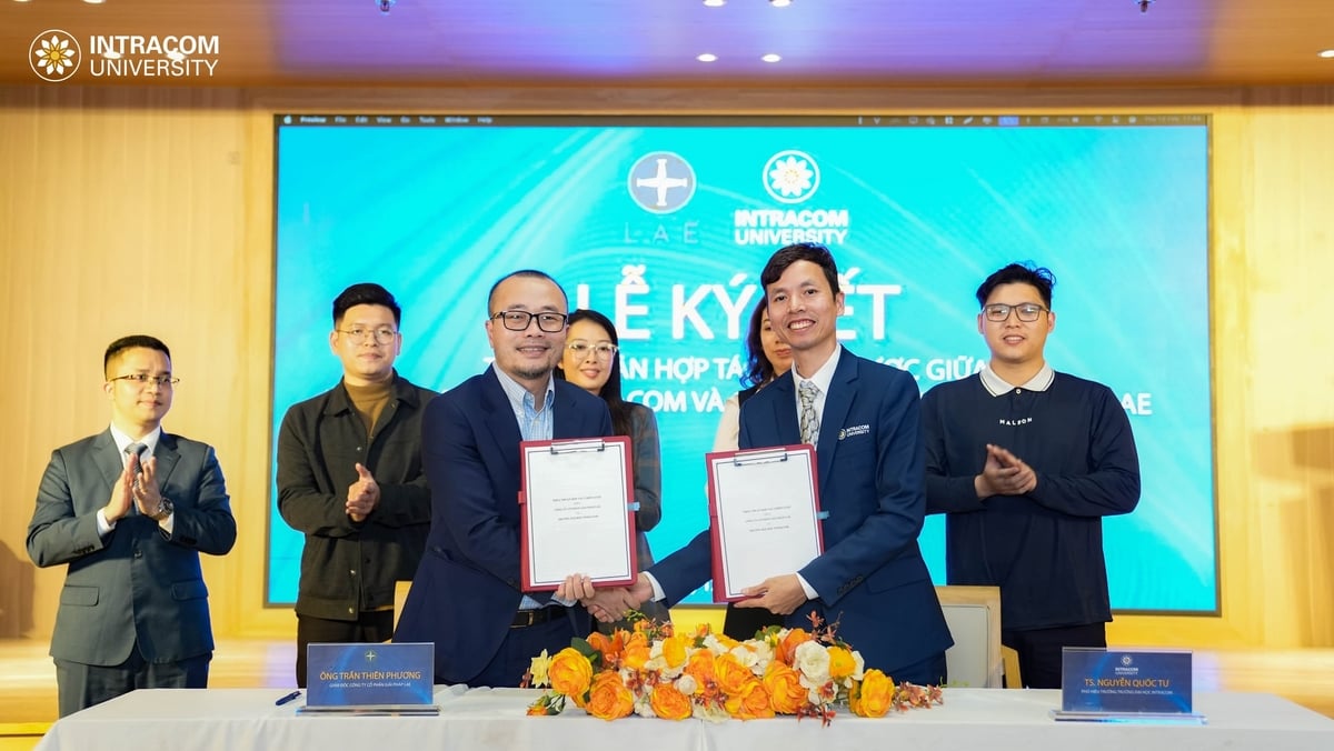 Trường Đại học Intracom (INU) chính thức bắt tay với Công ty Cổ phần Giải pháp LAE để triển khai mô hình đào tạo – ứng dụng UAV/Drone và Robot. Ảnh: Intracom.