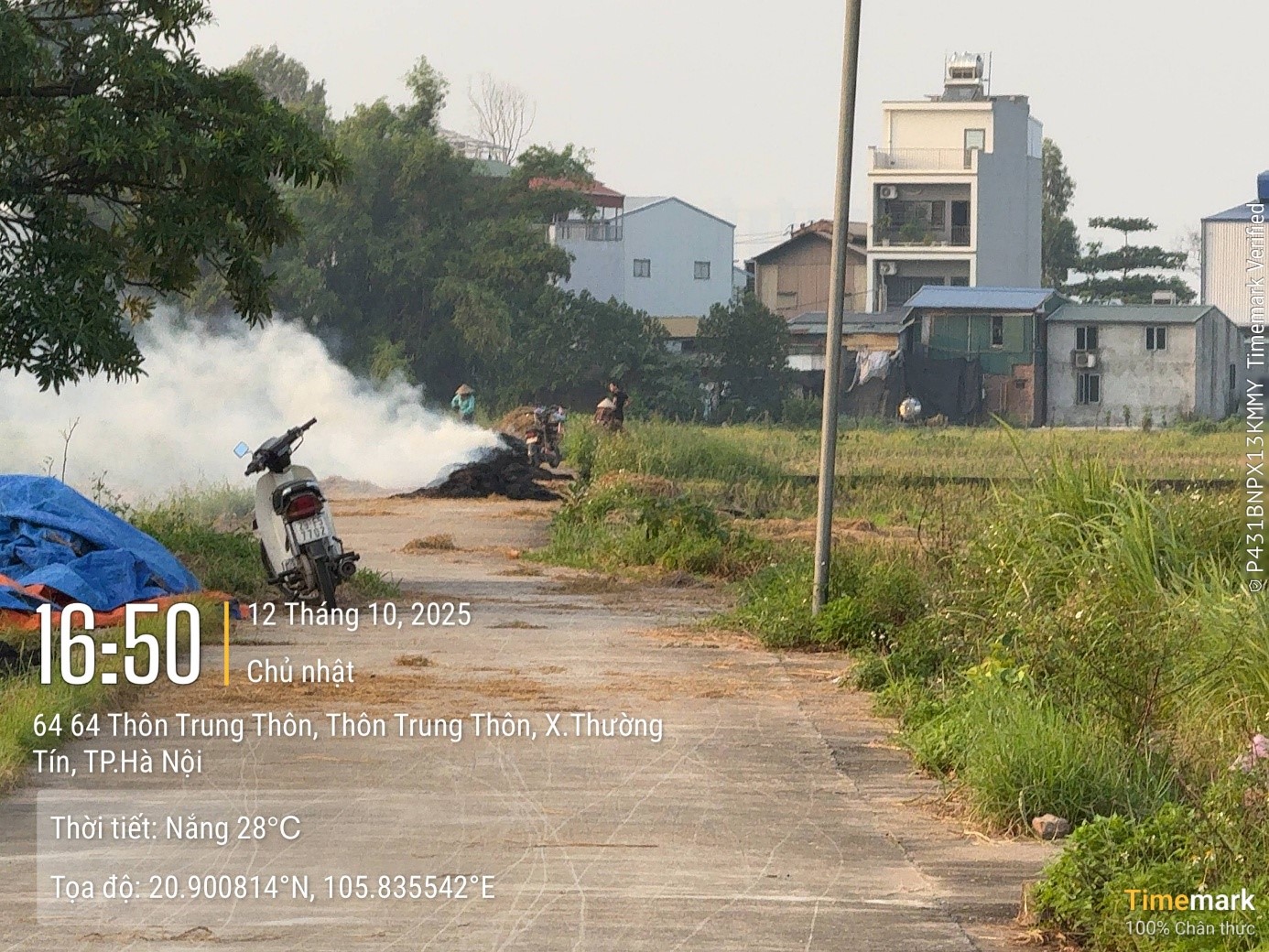 Khu vực đốt phụ phẩm nông nghiệp. Ảnh: NRSD.