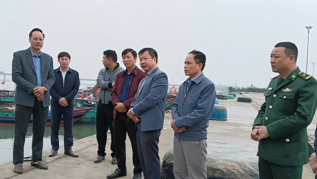 Mr. Tran Huu Khanh, Deputy Director of the Department of Agriculture and Environment, along with members of the IUU Steering Committee, reviewed tasks to combat illegal, unreported, and unregulated fishing. Photo: Thanh Nga.