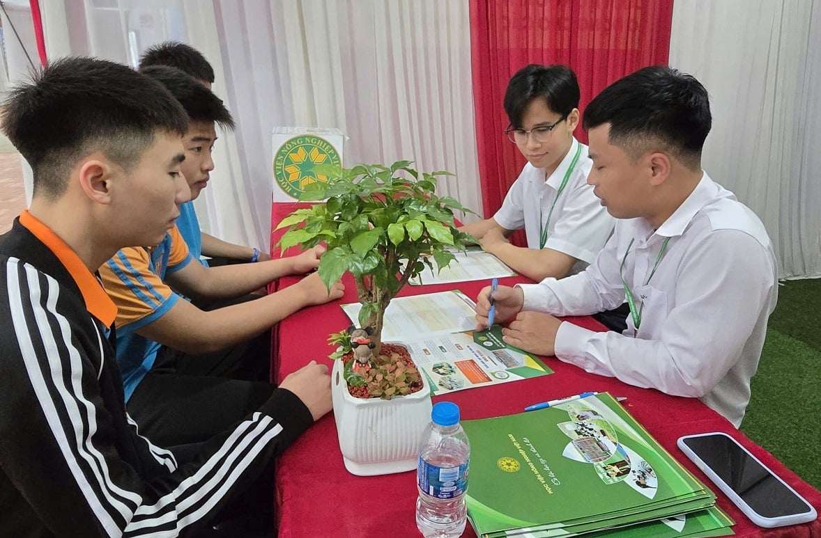 Qua tư vấn trực tiếp, nhiều bạn trẻ từng bước định hình hướng đi nghề nghiệp phù hợp. Ảnh: Hoàng Nghĩa.