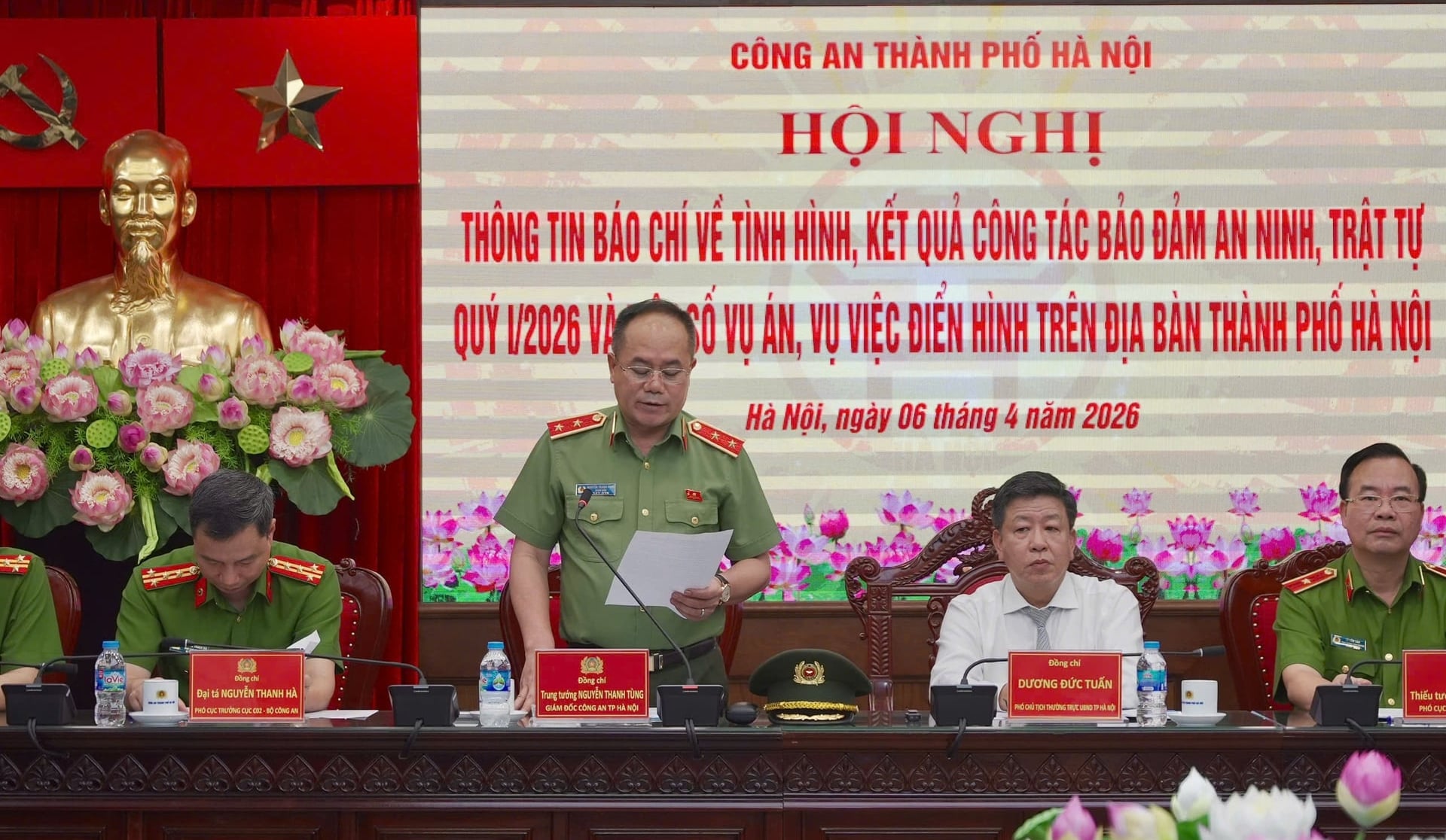 Trung tướng Nguyễn Thanh Tùng - Giám đốc Công an TP Hà Nội phát biểu kết luận Hội nghị. Ảnh: Cao Sơn.