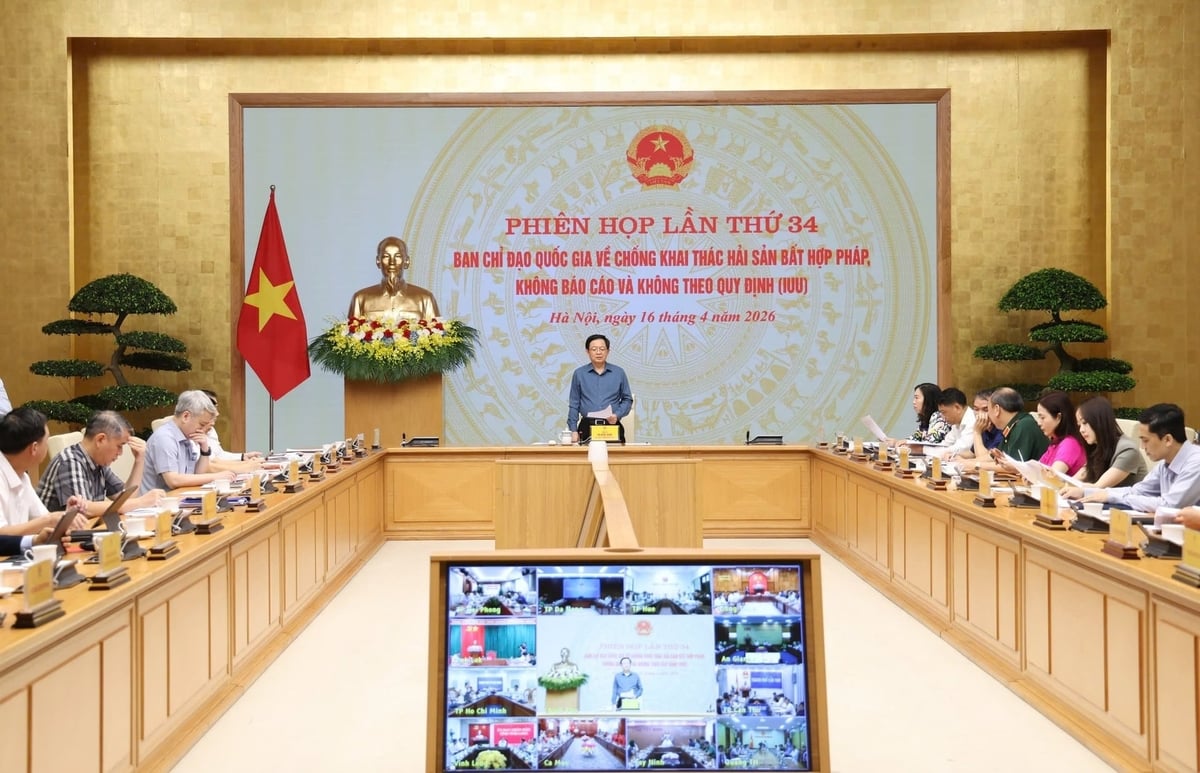 Phó Thủ tướng Hồ Quốc Dũng chủ trì phiên họp lần thứ 34 của Ban Chỉ đạo Quốc gia về chống khai thác IUU. Ảnh: VGP.