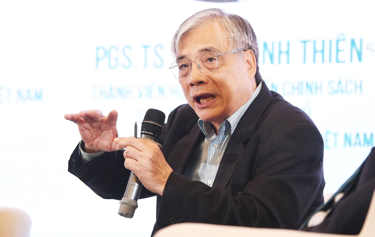 PGS.TS. Trần Đình Thiên chia sẻ thông tin tại Hội thảo. Ảnh: KN Cam Ranh.