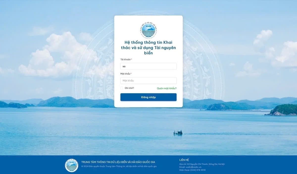 The Information System for the Exploitation and Utilization of Marine Resources is operating at https://giaobien.vasi.gov.vn/. Photo: Truong Giang.