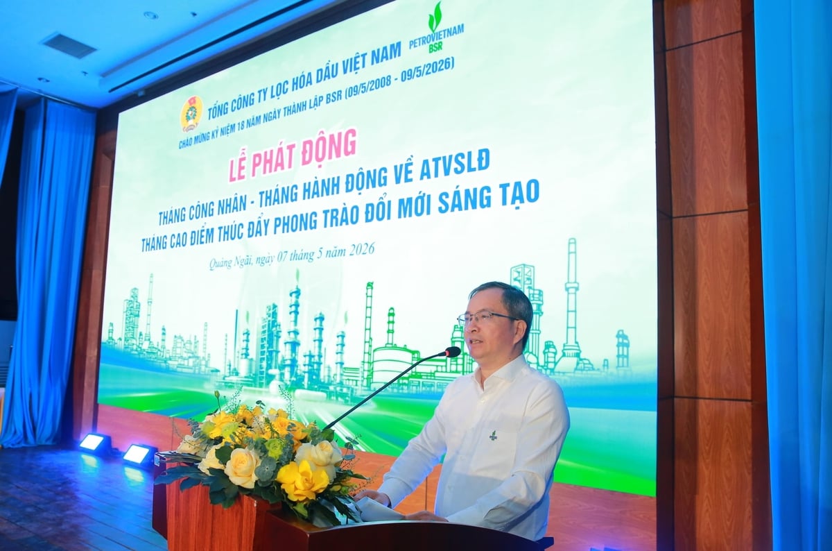 Đồng chí Khương Lê Thành - Phó Bí thư Thường trực Đảng ủy, Thành viên HĐQT BSR phát biểu tại hội nghị. Ảnh: BSR.
