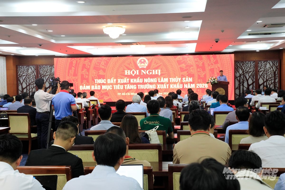 Hội nghị thúc đẩy xuất khẩu nông lâm thủy sản đảm bảo mục tiêu tăng trưởng xuất khẩu năm 2026 thu hút sự tham gia của đông đảo hiệp hội ngành hàng, các doanh nghiệp, địa phương. Ảnh: Nguyễn Thủy.