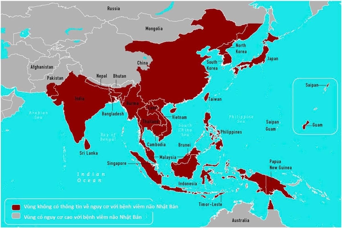 Bản đồ bệnh viêm não Nhật Bản - Việt Nam thuộc vùng không có thông tin về nguy cơ cho tới khi xảy ra ca bênh nhi 14 tuổi tử vong tại Thanh Hóa. Ảnh: FBI.