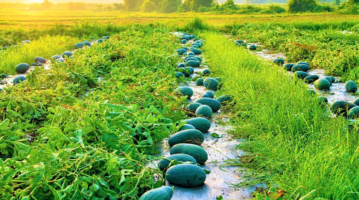 Toàn xã Tây Hồ có hơn 270ha trồng dưa hấu nhưng chỉ ít diện tích tham gia liên kết sản xuất. Ảnh: Lan Anh.