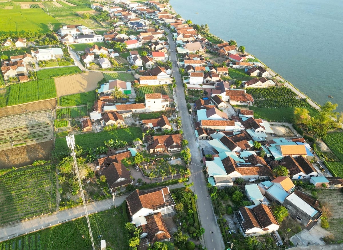 Làng Thuận Nghĩa (xã Tây Sơn, Gia Lai) yên bình nằm ven sông Kôn, đất đai màu mỡ. Ảnh: V.Đ.T.