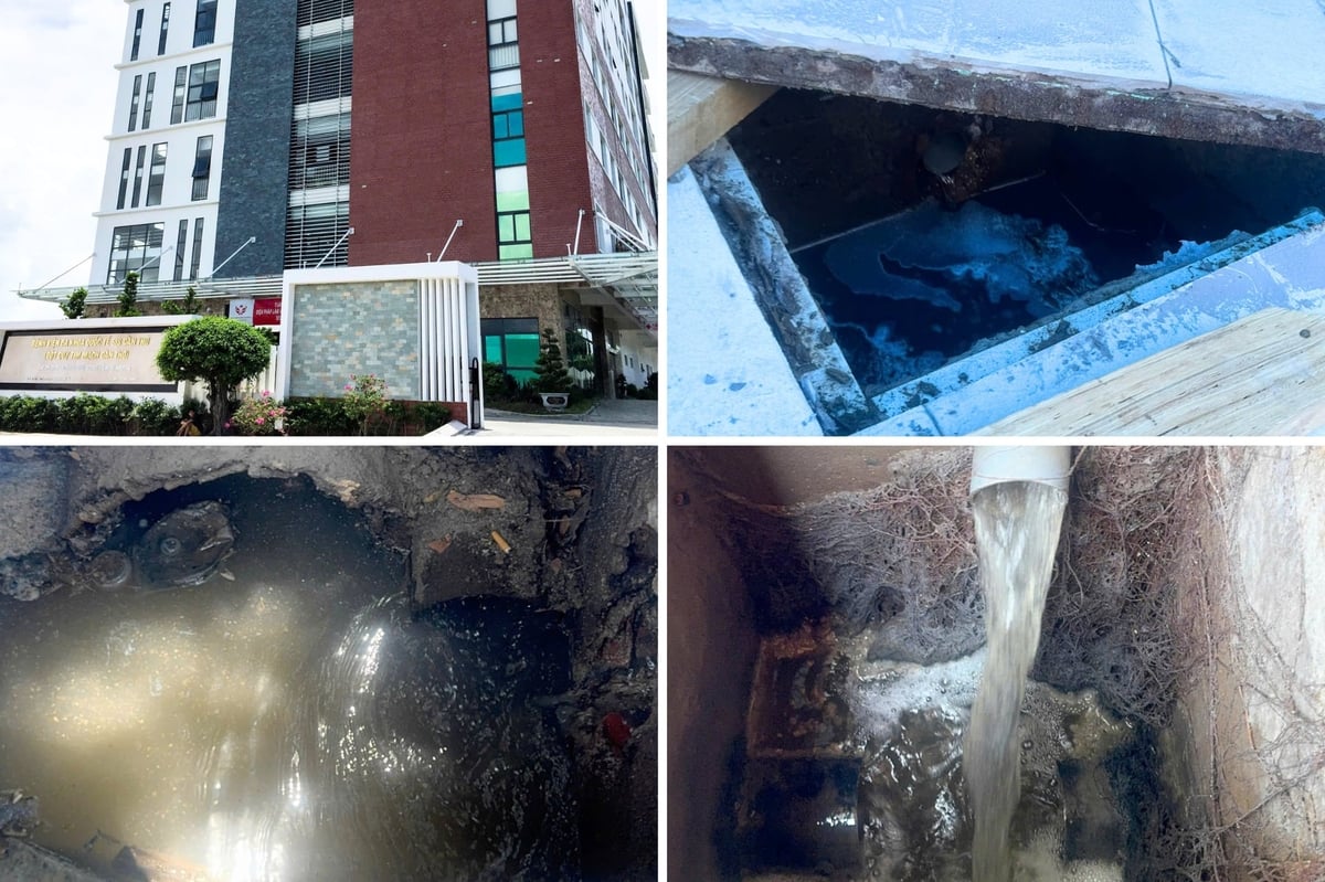 Lực lượng chức năng phát hiện nước thải phát sinh tại một số khu vực trong Bệnh viện S.I.S có dấu hiệu chưa qua xử lý, đưa vào hệ thống thoát nước sinh hoạt khu dân cư. Ảnh: Công an cung cấp.