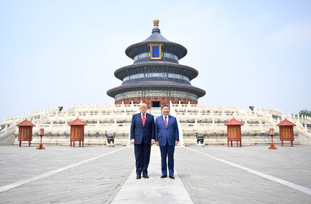 Chủ tịch Trung Quốc Tập Cận Bình và Tổng thống Mỹ Donald Trump thăm Thiên Đàn. Ảnh: X.
