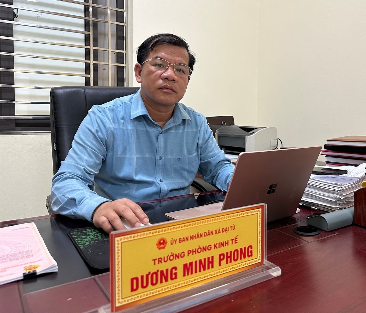 Ông Dương Minh Phong, Trưởng phòng Kinh tế xã Đại Từ. Ảnh: Quang Linh.