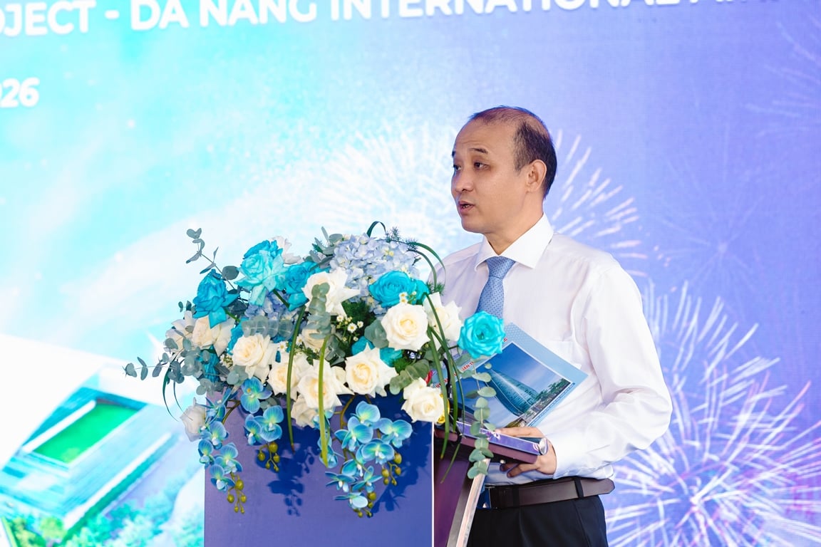 Ông Lê Quang Nam, Phó Chủ tịch UBND TP. Đà Nẵng: Nhà ga hành khách T2 - Sân bay Quốc tế Đà Nẵng là công trình cần thiết nhằm đáp ứng nhu cầu tăng trưởng mạnh mẽ của thị trường hàng không quốc tế. Ảnh: Lan Anh.