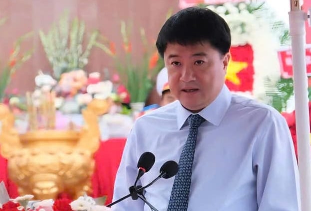  GS.TS Chu Hoàng Hà, Phó Chủ tịch Viện Hàn lâm Khoa học và Công nghệ Việt Nam phát biểu tại Lễ khởi công lấy mẫu sinh phẩm hài cốt liệt sĩ chưa xác định được thông tin. Ảnh: VAST.