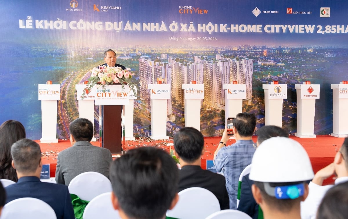 Ông Trần Đăng Toàn - Phó Tổng Giám đốc phát triển dự án K-Homes phát biểu tại lễ khởi công. Ảnh: Kim Oanh Land.