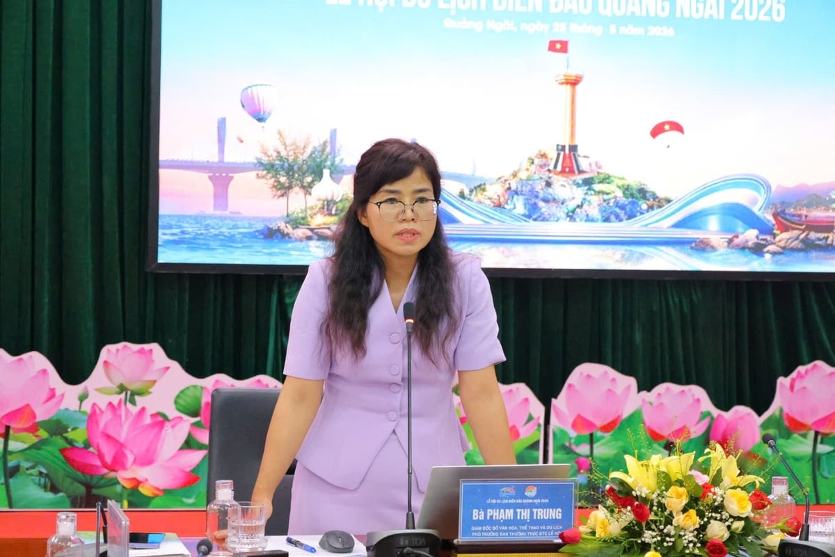 Bà Phạm Thị Trung, Giám đốc Sở Văn hóa, Thể thao và Du lịch Quảng Ngãi cho biết, lễ hội lần này, Quảng Ngãi muốn quảng bá hình ảnh một điểm đến biển đảo an toàn, thân thiện, giàu bản sắc. Ảnh: L.K.