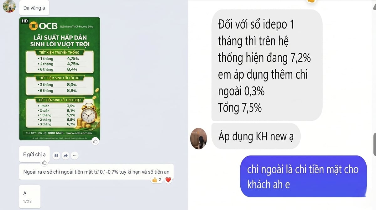 Các nhân viên ngân hàng sẵn sàng chi lãi ngoài cho các khoản lãi thuộc kỳ hạn ngắn. Ảnh: BH.