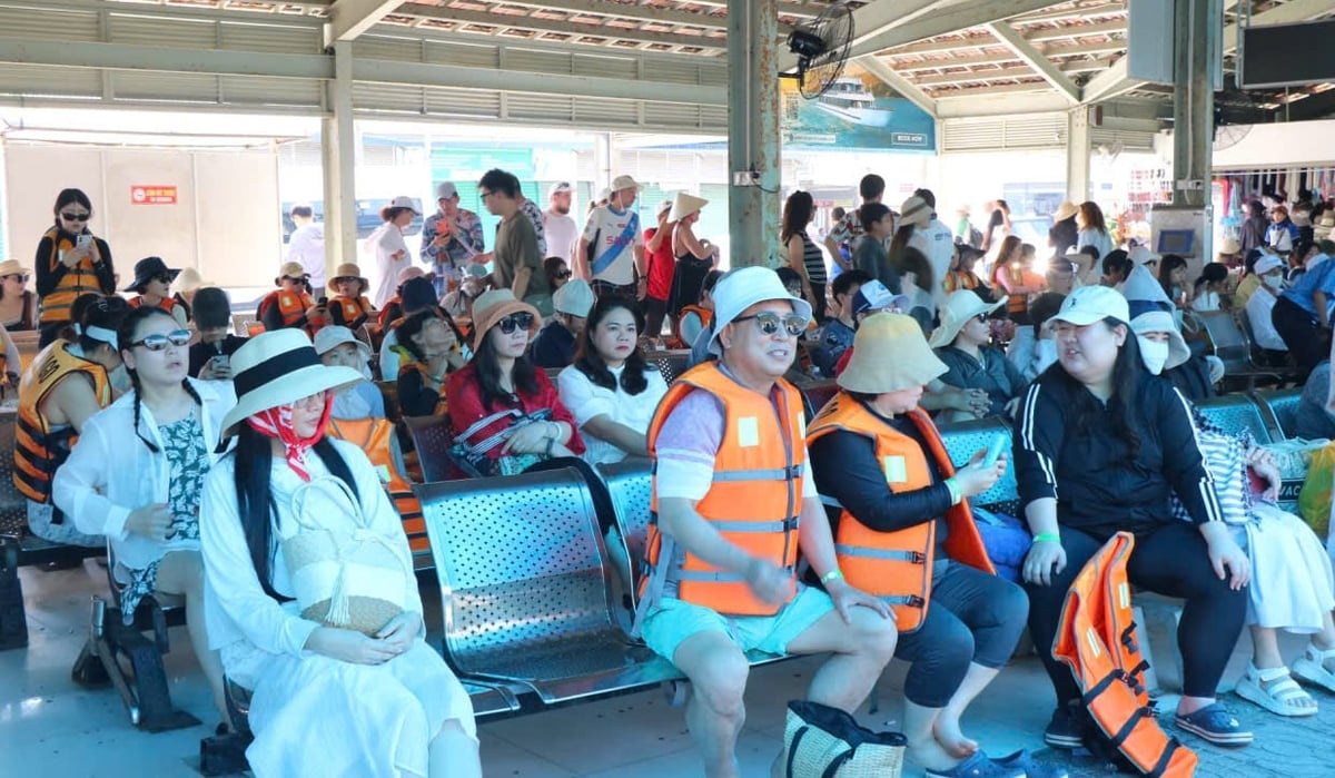Dù chưa cao điểm hè, nhưng hiện đông đảo du khách đến bến tàu du lịch Nha Trang để đi tham quan các đảo. Ảnh: KS.