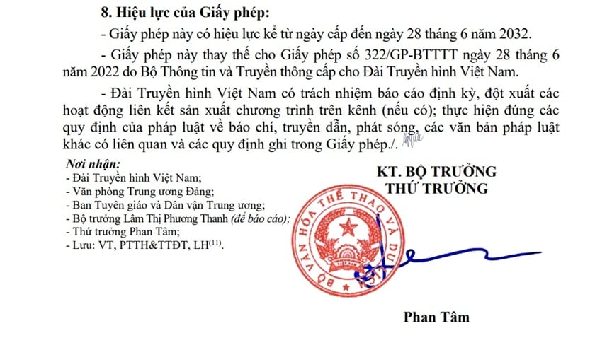 Giấy phép sản xuất định hướng mới của VTV8 có hiệu lực kéo dài 6 năm