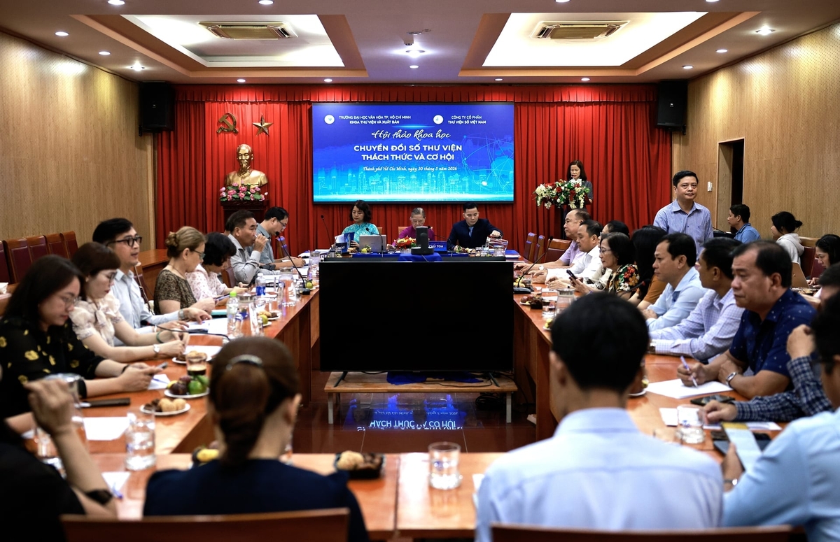 Hội thảo về chuyển đổi số thư viện diễn ra sáng 30/5 tại TP.HCM. Ảnh: S.B.