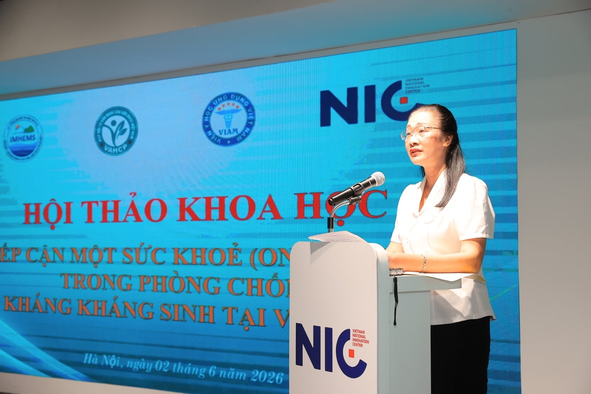 Assoc. Prof. Dr. Pham Thanh Binh, President of the Vietnam Health Promotion Consulting Association, delivers the opening speech at the workshop on the morning of June 2. Photo: Hong Ngoc.