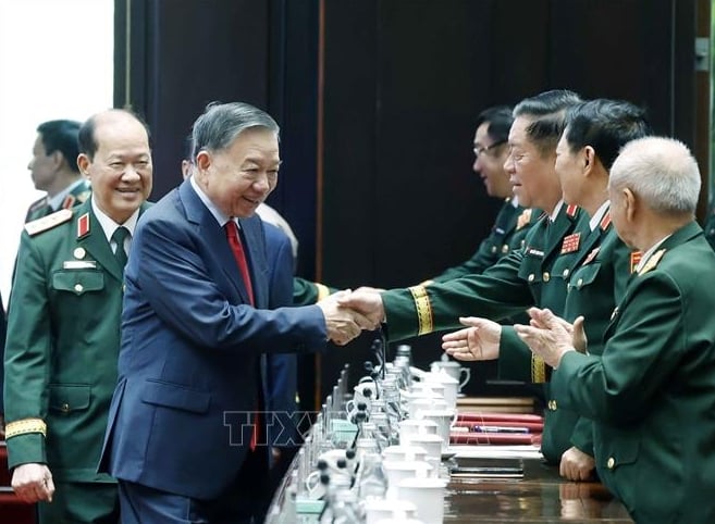 Tổng Bí thư, Chủ tịch nước Tô Lâm với các đại biểu dự Đại hội. Ảnh: Thống Nhất/TTXVN.