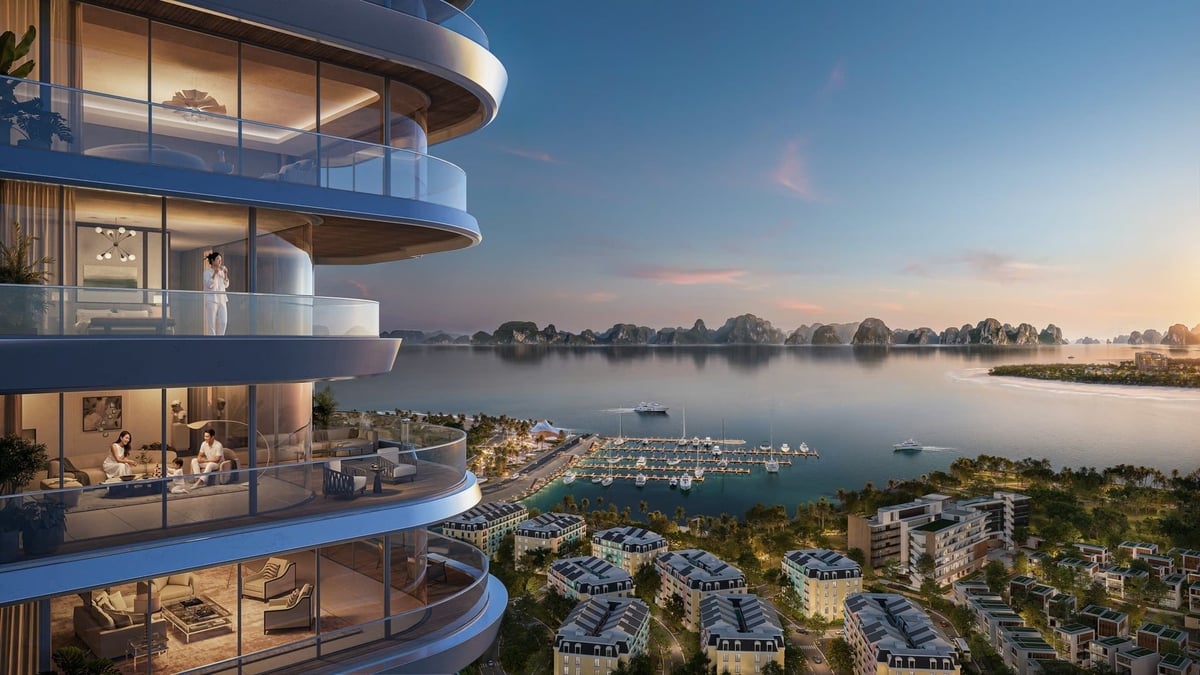 Tòa tháp đôi Prima Bay do BIM Land phát triển sở hữu một trong những tọa độ chiến lược nhất tại Halong Marina. Ảnh: Bim Group.