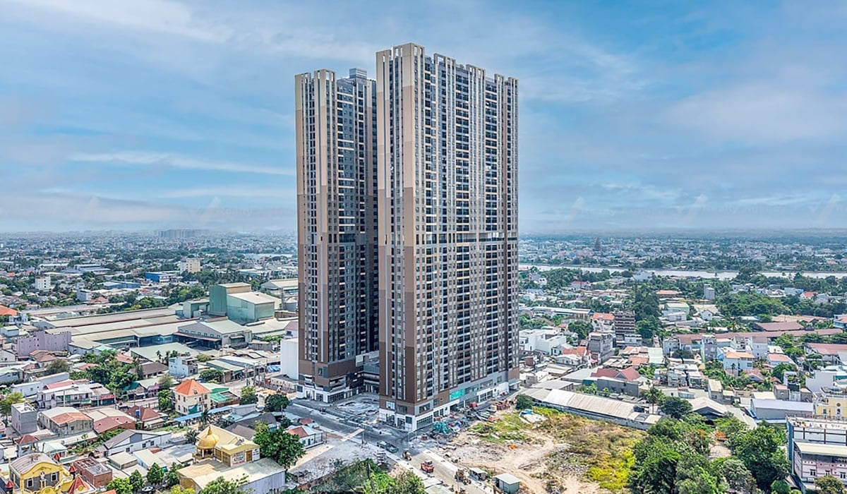 Toàn cảnh dự án Chung cư Khu vườn trên mây A&T (A&T Sky Garden) tại khu phố Hòa Long, phường Lái Thiêu, TP.HCM do Công ty Cổ phần Đầu tư Phát triển đô thị A&T Bình Dương làm chủ đầu tư. Ảnh: Sở NN&MT TP.HCM.