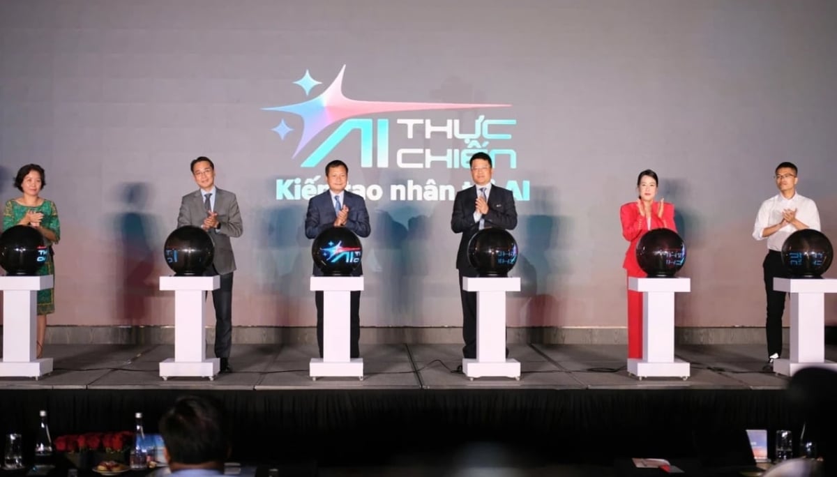 Các đại biểu trong lễ phát động Gameshow 'AI Thực chiến' 2026. Ảnh: VOV.