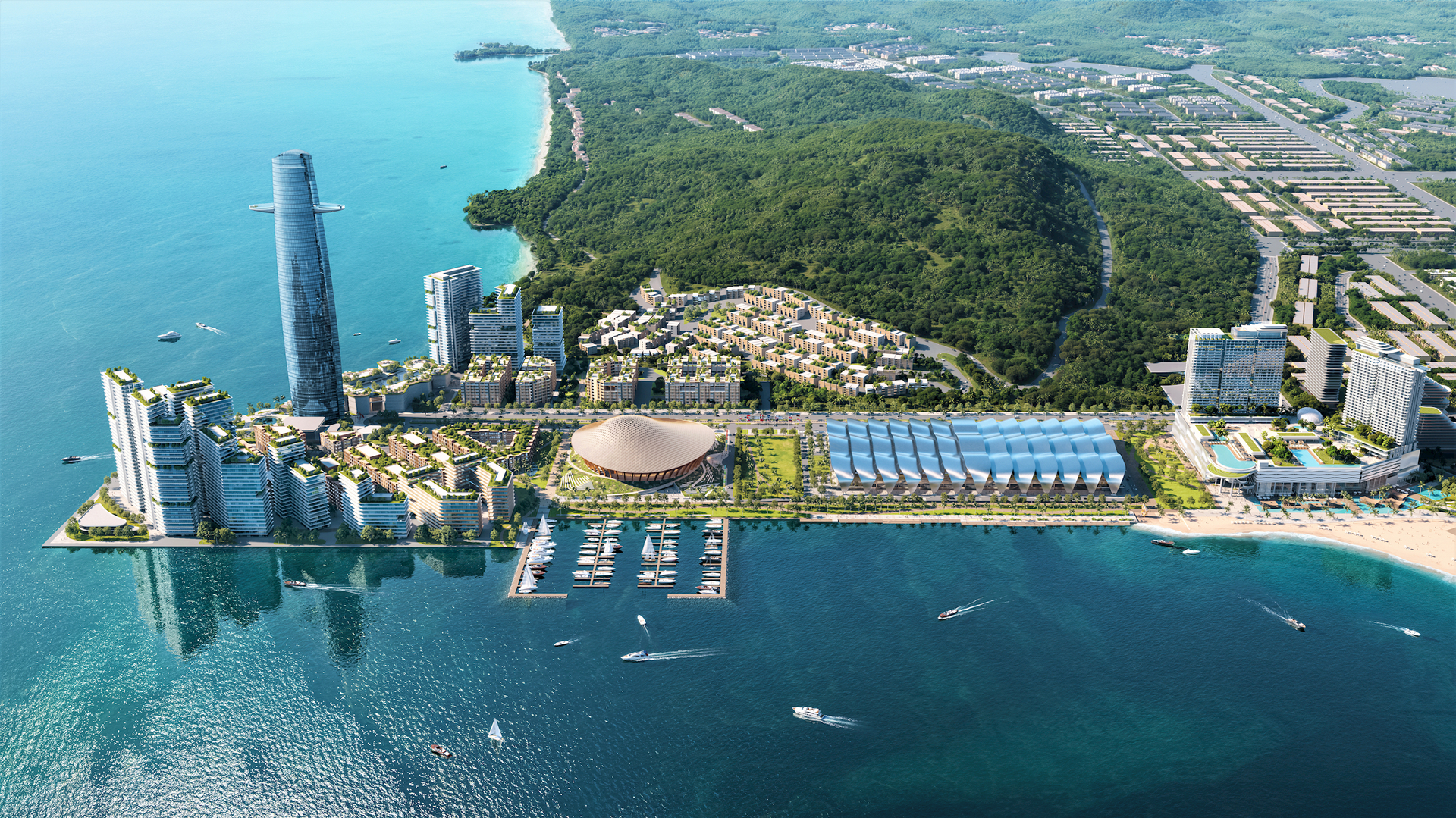 Phối cảnh Khu tổ hợp đa chức năng APEC 2027. Ảnh: Sun Group.