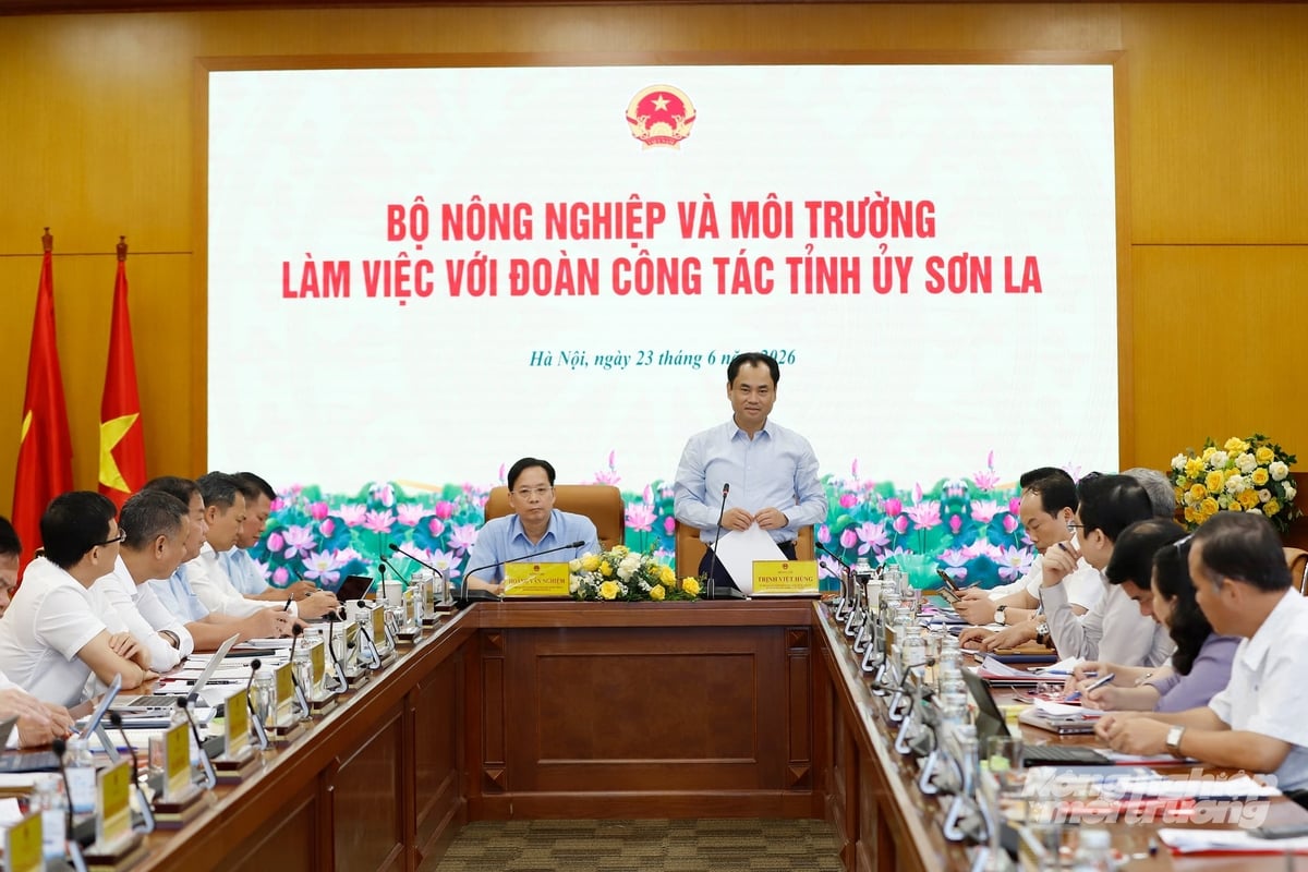 Bộ trưởng Trịnh Việt Hùng khẳng định, phát triển Sơn La trong giai đoạn tới cần dựa trên nền tảng nông, lâm nghiệp bền vững, kết hợp với công nghiệp công nghệ cao và dịch vụ, qua đó thúc đẩy phát triển kinh tế - xã hội và nâng cao đời sống đồng bào các dân tộc trên địa bàn. Ảnh: Khương Trung.