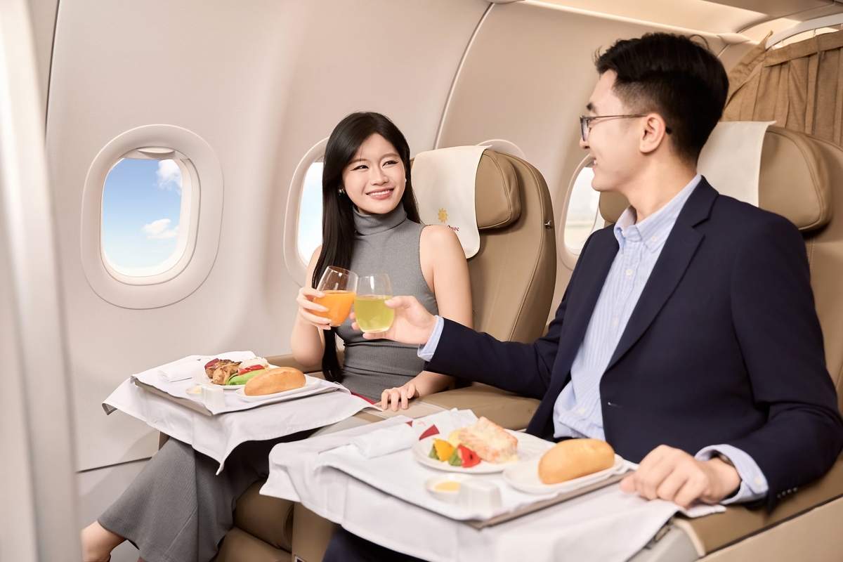 Du khách trải nghiệm dịch vụ bay nghỉ dưỡng với Sun PhuQuoc Airways. Ảnh: SunGroup.