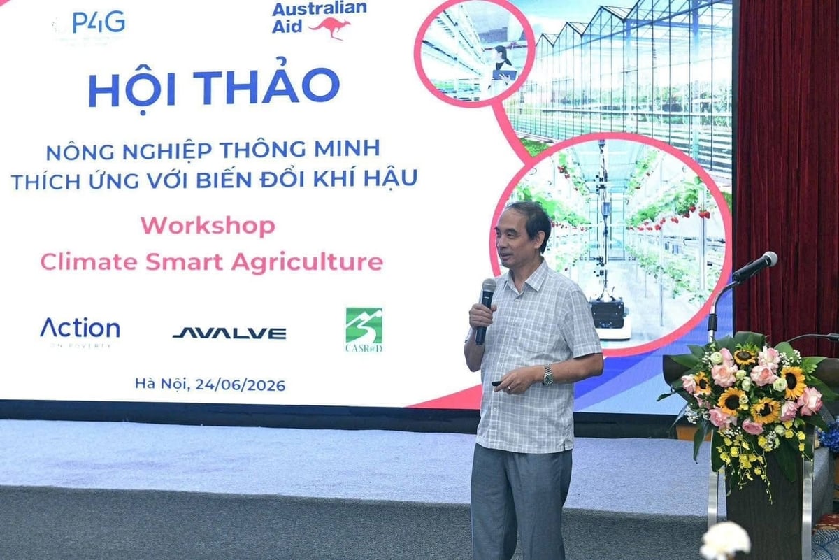 PGS.TS Đào Thế Anh, Chủ tịch Hội Khoa học Phát triển Nông thôn Việt Nam (PHANO) phát biểu tại Hội thảo. Ảnh: PHANO.