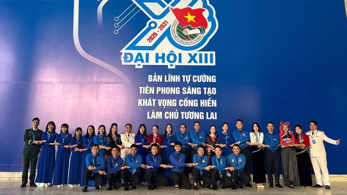 Đoàn đại biểu tỉnh Điện Biên mang tinh thần đoàn kết, sáng tạo tham dự Đại hội Đoàn toàn quốc lần thứ XIII. Ảnh: TTĐB.