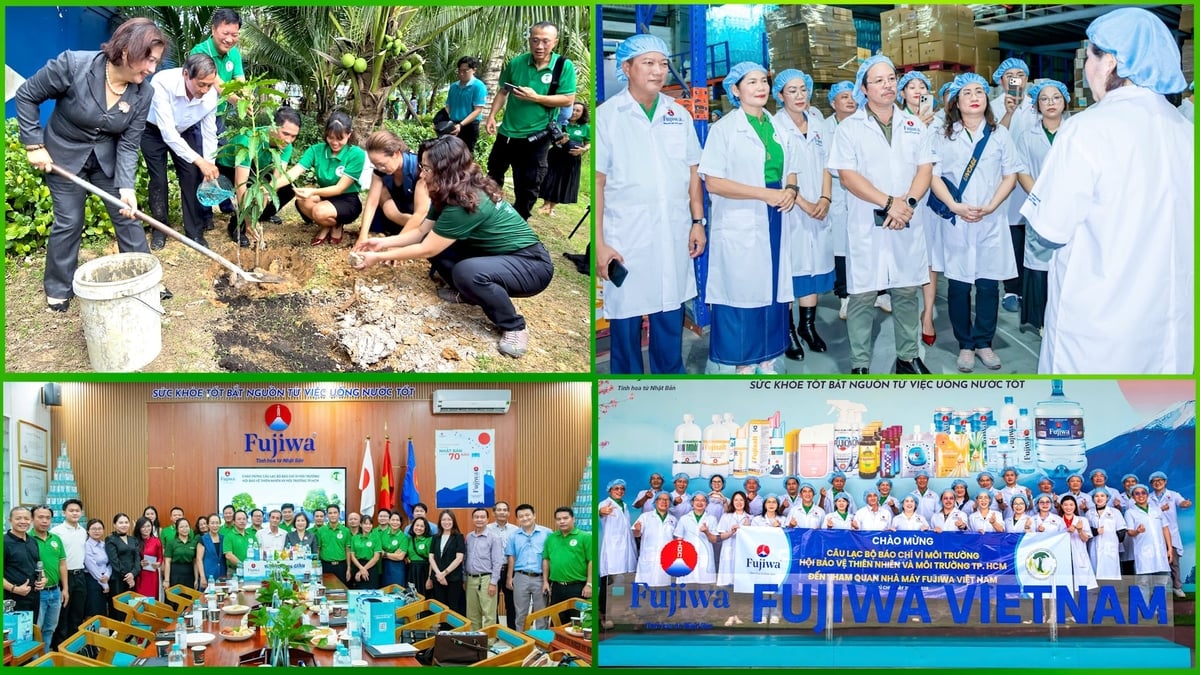 Một trong những điểm nhấn của chương trình là hoạt động trồng cây xanh trong khuôn viên nhà máy Fujiwa Việt Nam. Ảnh: CLB Báo chí vì Môi trường.