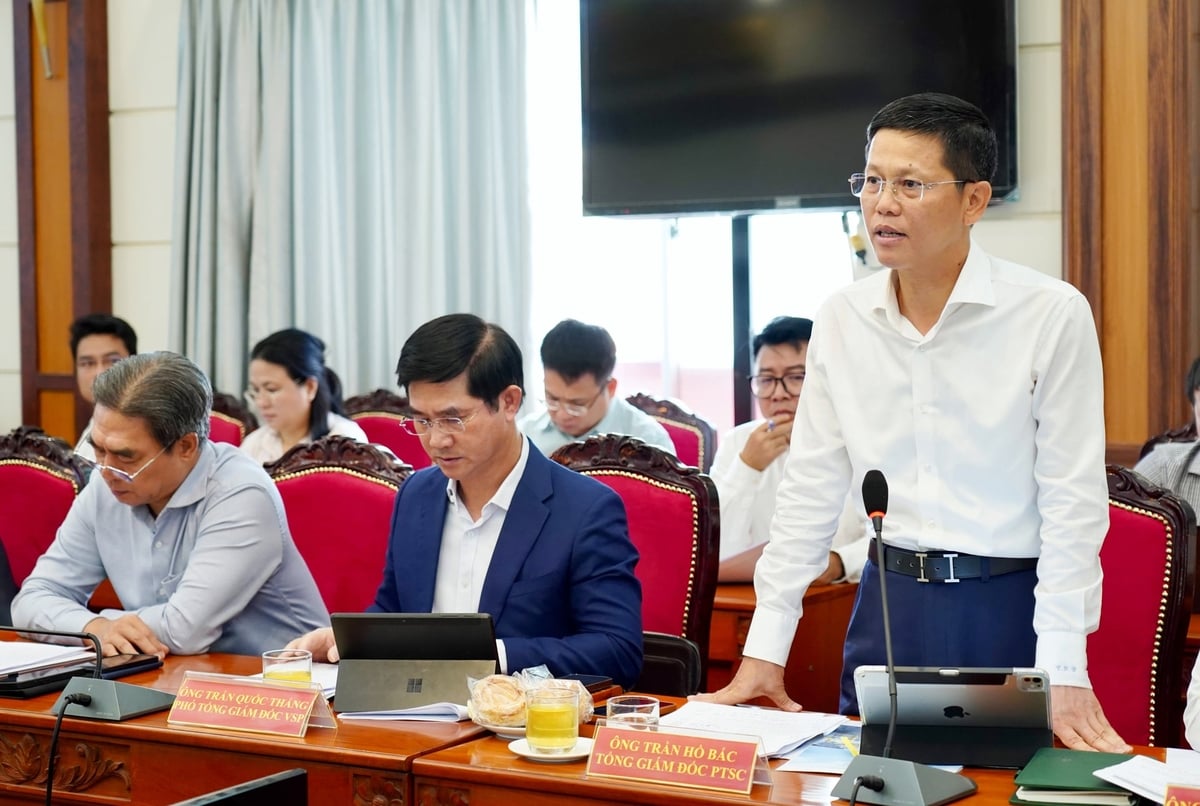 Tổng Giám đốc PTSC Trần Hồ Bắc kiến nghị quy định cụ thể về áp dụng tỷ lệ nội địa hóa để phát triển dịch vụ kỹ thuật dầu khí chất lượng cao trong nước. Ảnh: Petrovietnam.