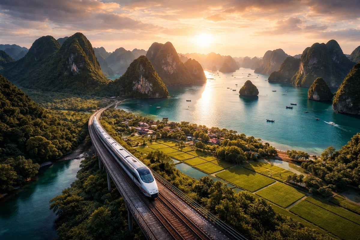 Bí thư Tỉnh ủy Quản Minh Cường nhấn mạnh đường sắt tốc độ cao Hà Nội - Quảng Ninh sẽ tái định hình không gian phát triển, thúc đẩy liên kết vùng của địa phương. Ảnh minh hoạ.
