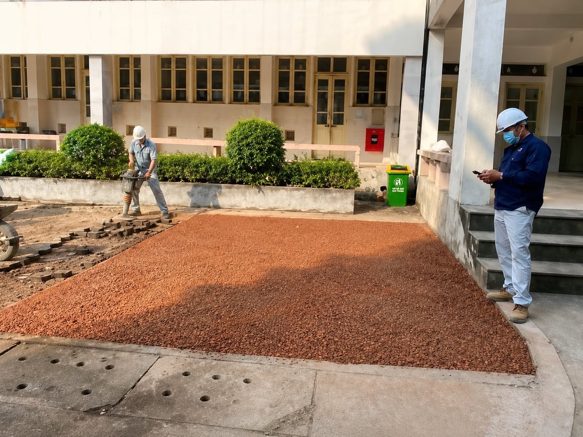 Bê tông thấm nước sử dụng cốt liệu tái chế được kỳ vọng mở rộng ứng dụng trong hạ tầng và phát triển đô thị bền vững. Ảnh: Nhóm nghiên cứu Waso.